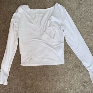 Hollister White Fitted Wrap Blouse